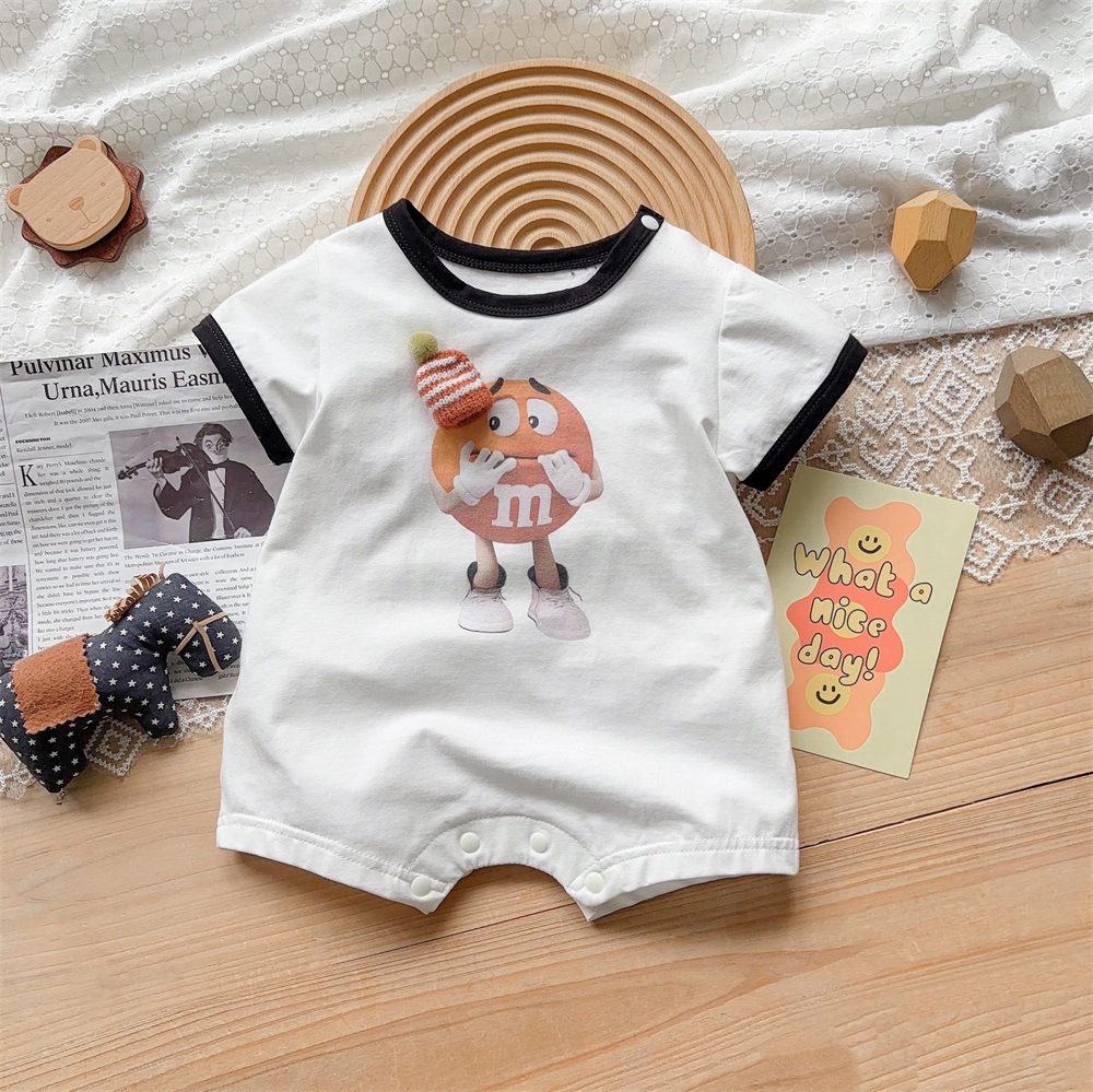 Baby Boy Chocolate Pea Print Romper-kissminis