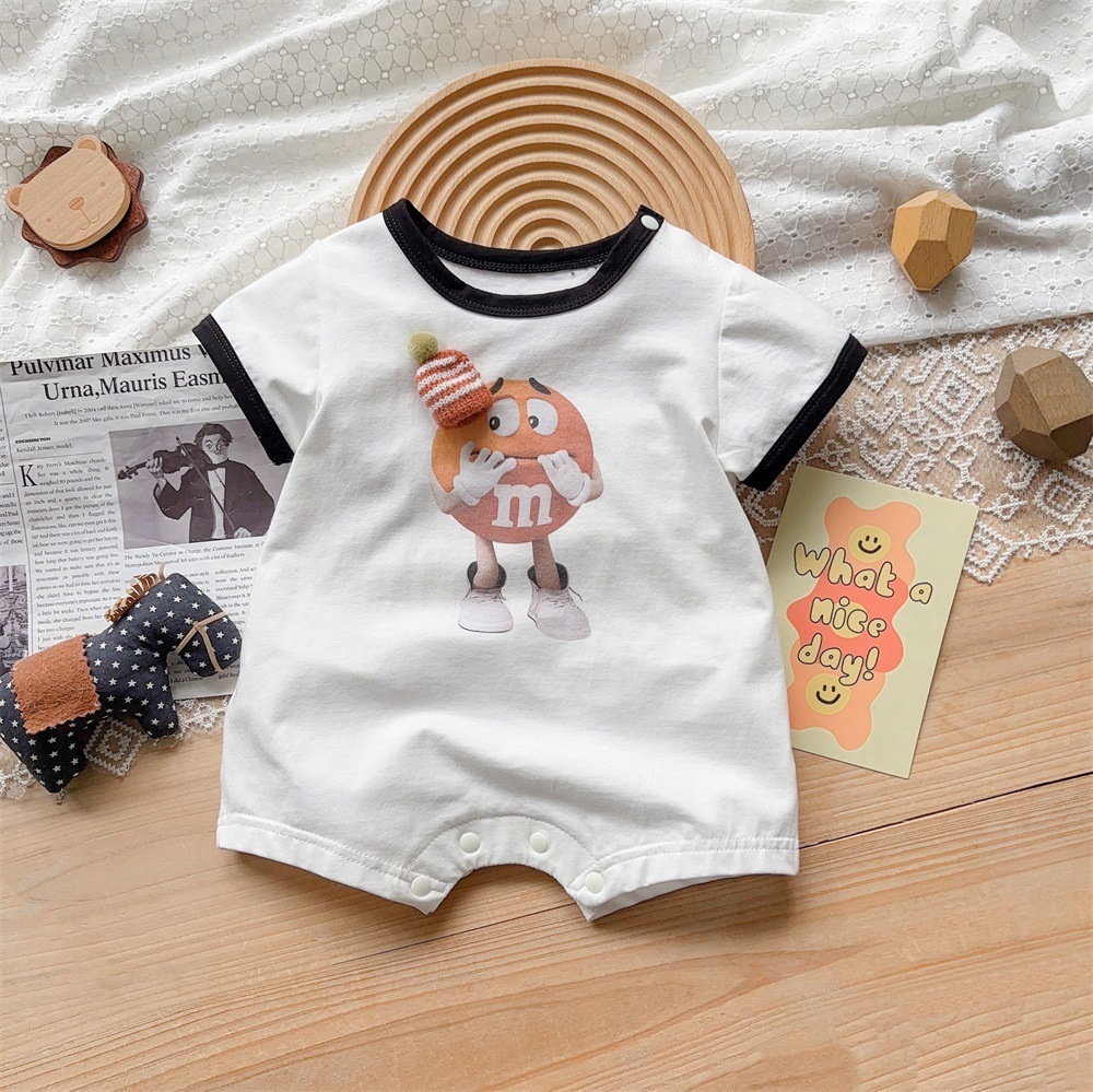Baby Boy Chocolate Pea Print Romper-kissminis