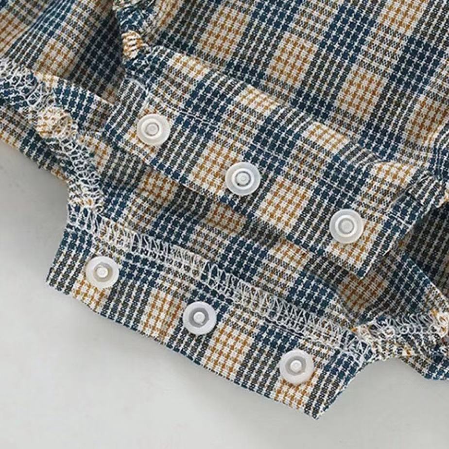 Baby Girl Stereoscopic Rabbit Plaid Sling Bodysuit-kissminis