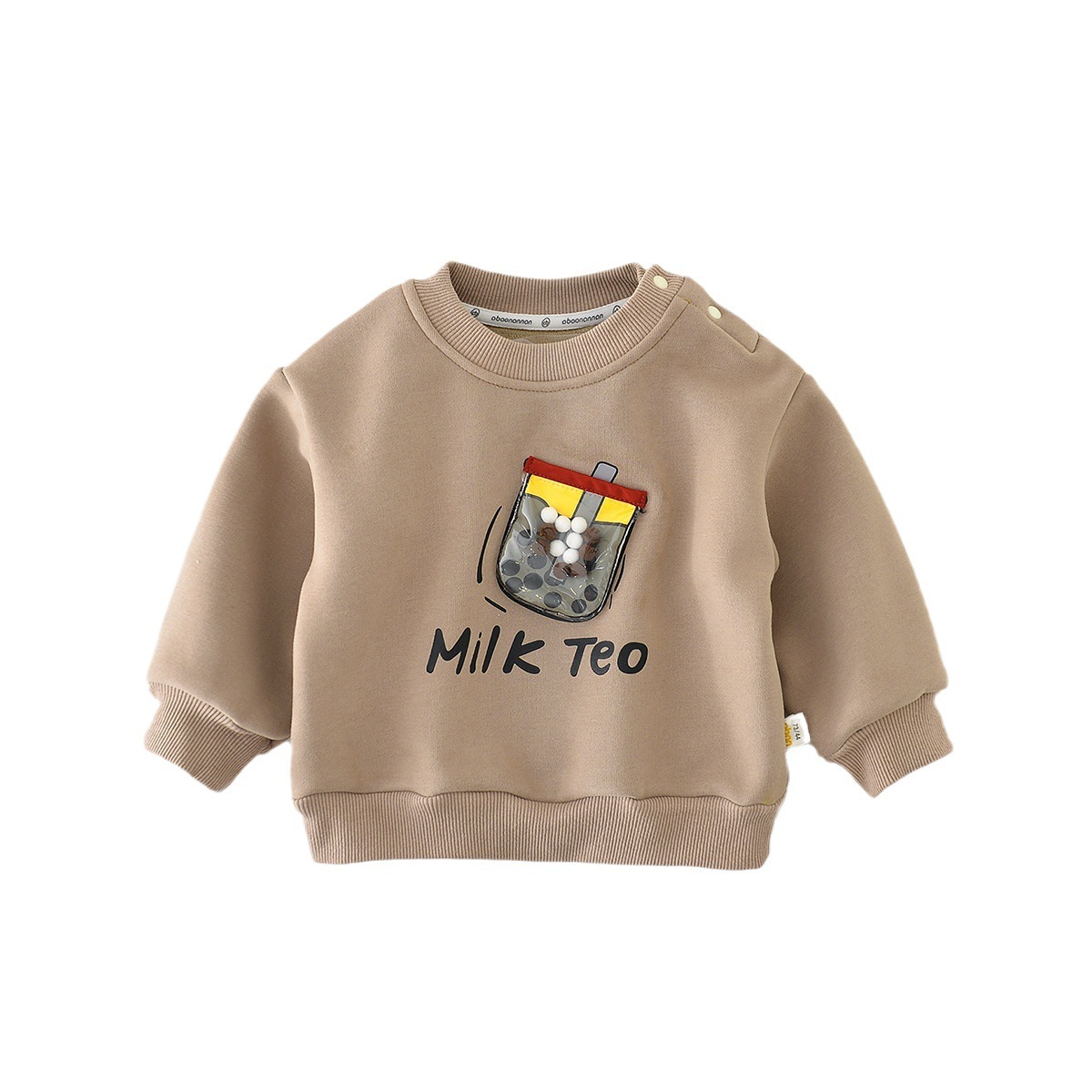 Winter Thicken Baby Boy/Girl Cartoon Milk Tea Long Sleeve Sweatshirt-kissminis