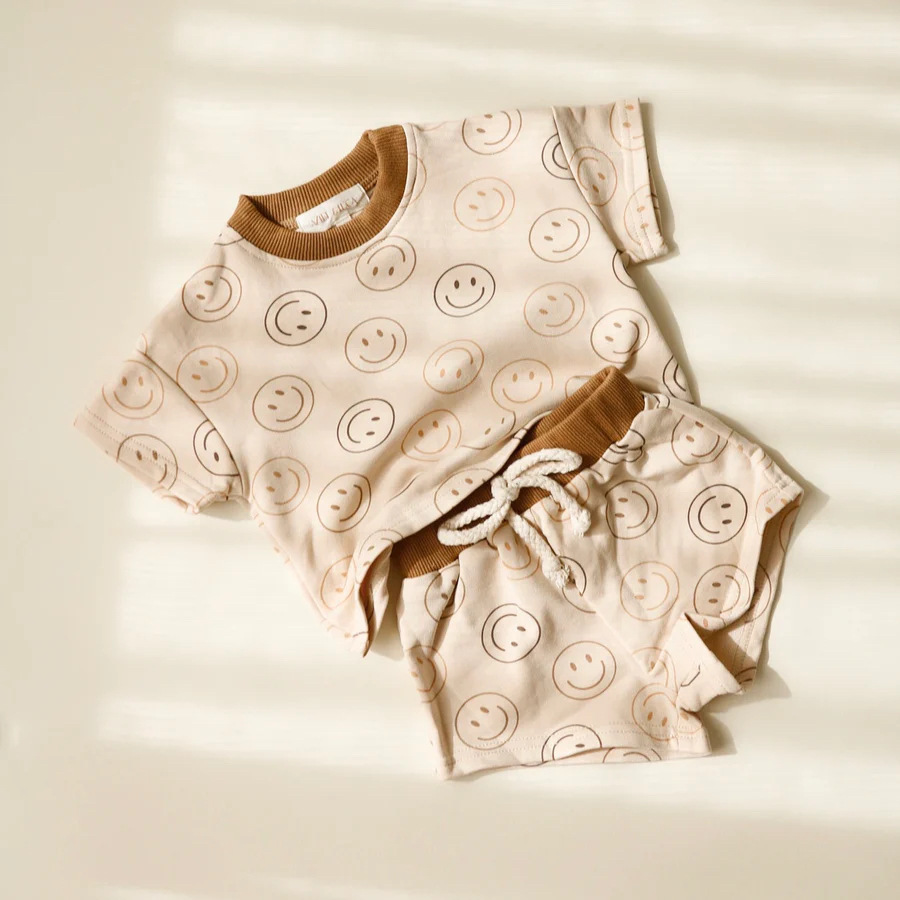 Baby Boy/Girl Smile Print T-Shirt and Pant Set-kissminis