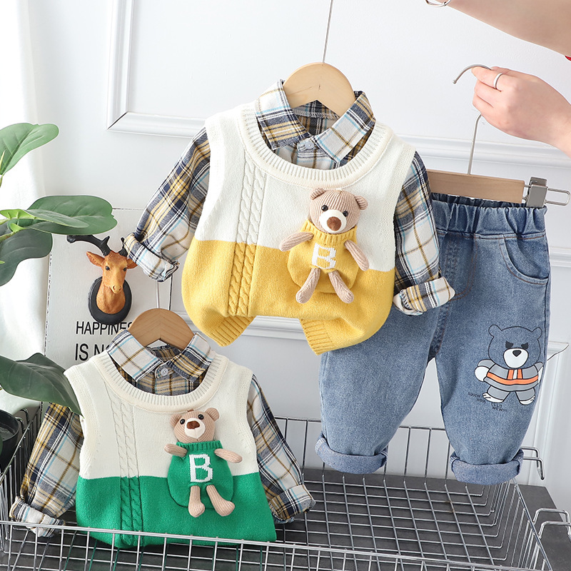 Baby Boy/Girl Bear Splicing Three Piece Set