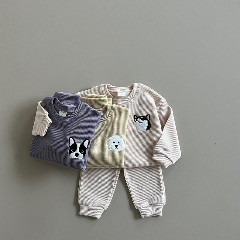 2pcs Toddler Boy/Girl Embroidered Animal Pattern T-Shirt and Pants Set-kissminis