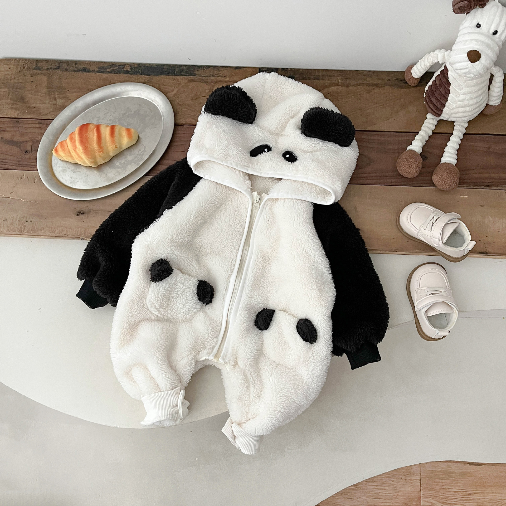 Baby Winter Cute Animal Design Thicken Long Sleeve Hooded Romper-kissminis