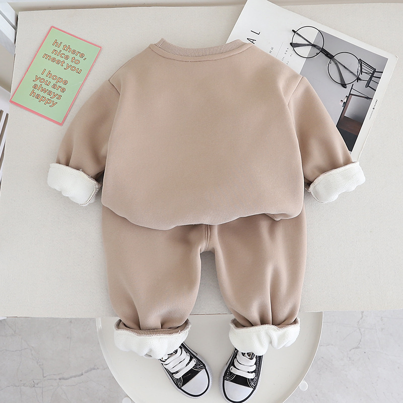 Toddler Boy Cute 3D Bear&Smiling Face Pattern Two-Piece Set-kissminis