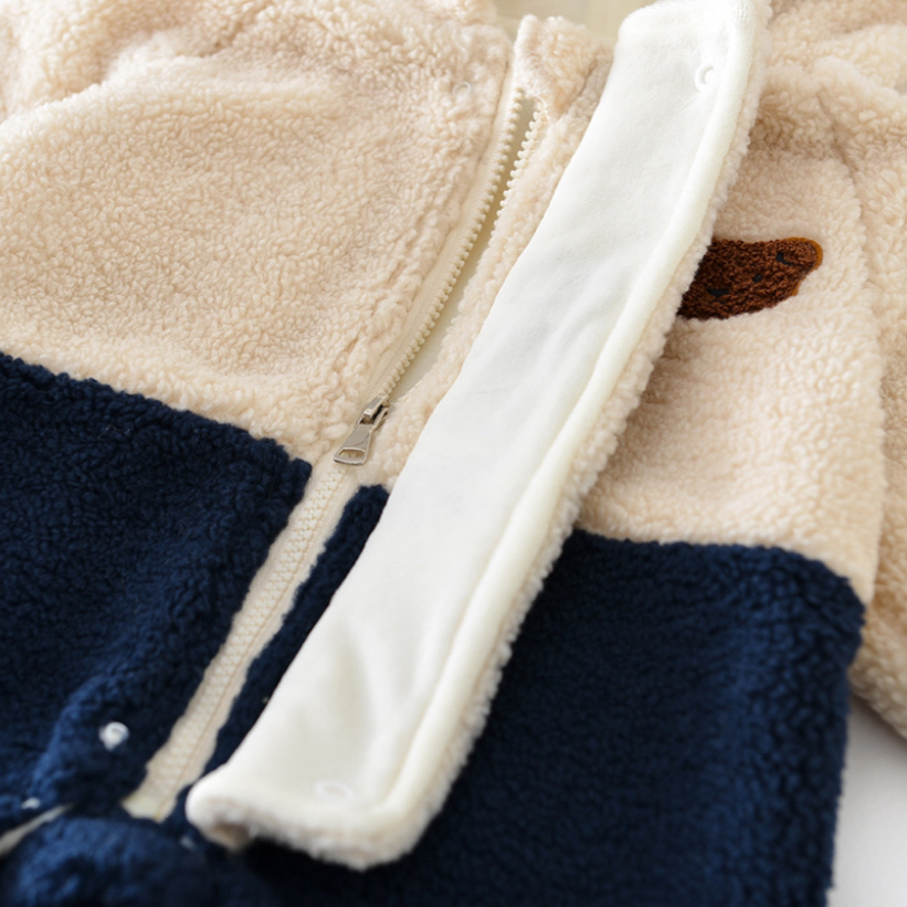 Baby Winter Thicken Warm Bear Ear and Letter Fluffy Long Sleeve Hooded Romper-kissminis