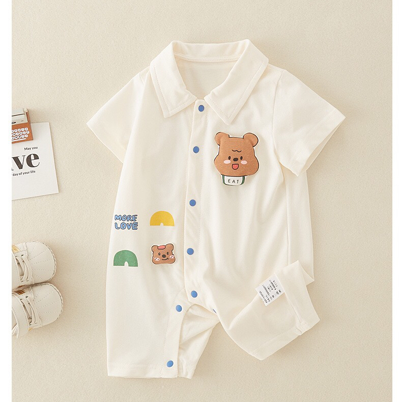 Baby Boy Decoration Bear Front Buckle Romper-kissminis