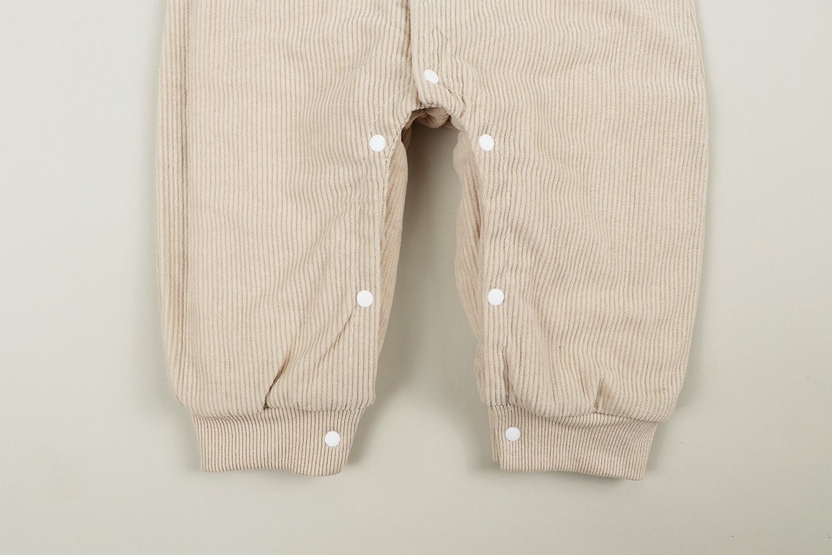 Baby Bear Pattern Solid Color Corduroy Romper-kissminis