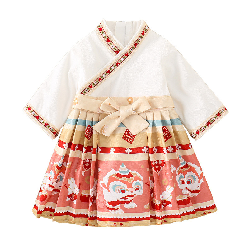 Baby Girl Han Chinese Clothing Style Horse-face Skirt Long Sleeve Dress-kissminis