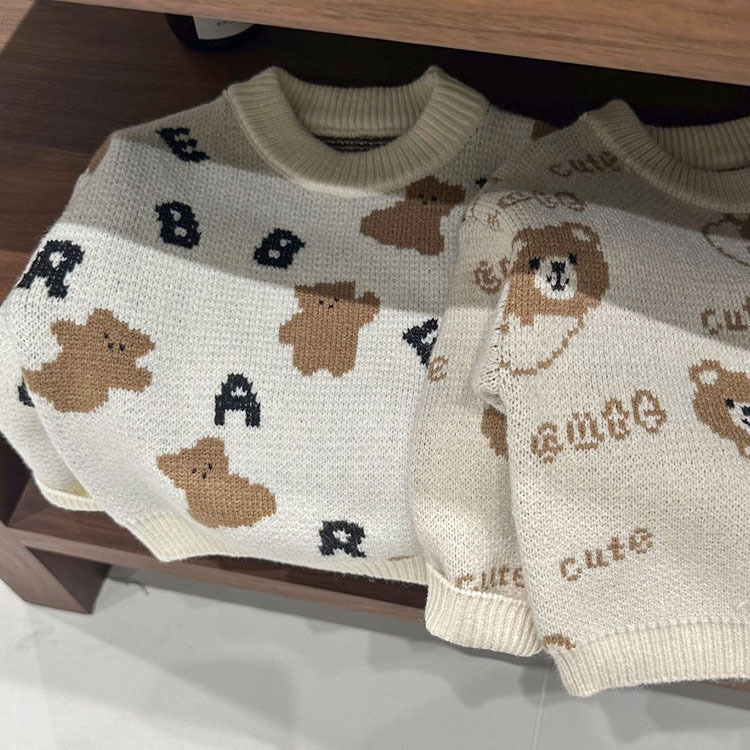 Baby Boy/Girl Cartoon Bear Pattern Long Sleeve Sweatshirt-kissminis