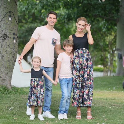 Family Matching Floral Print Pink Bodysuit Sweatshirt-kissminis