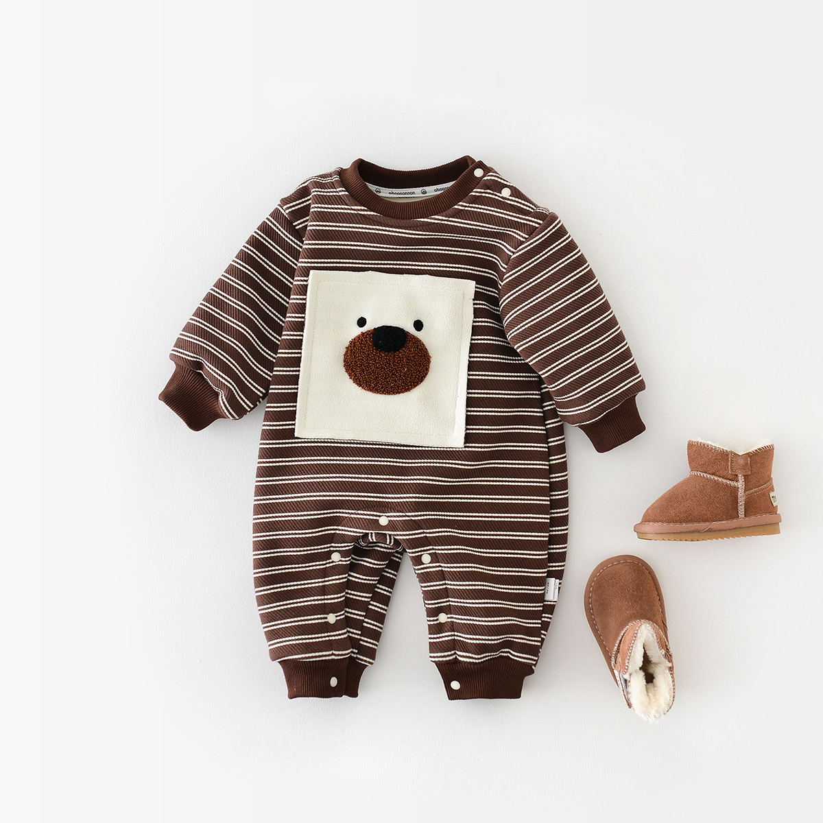 Baby Boy/Gir Winter Plush Cute Bear Long Sleeve Romper-kissminis