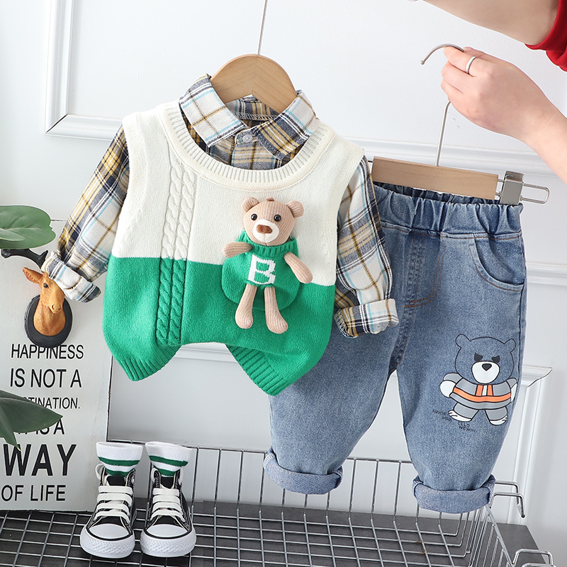 Baby Boy/Girl Bear Splicing Three Piece Set
