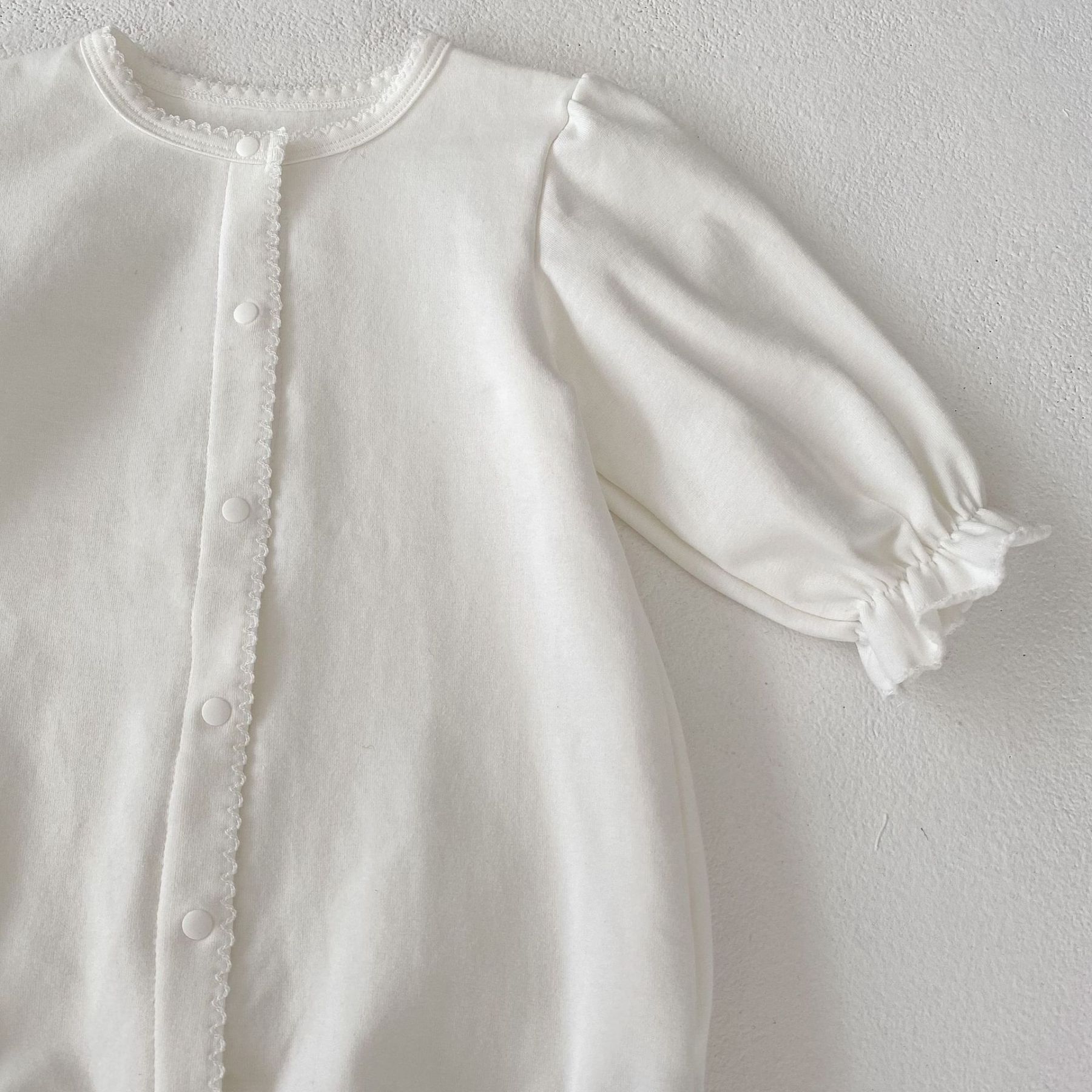 Baby Girl Puff Long Sleeves Crew Neck Romper-kissminis