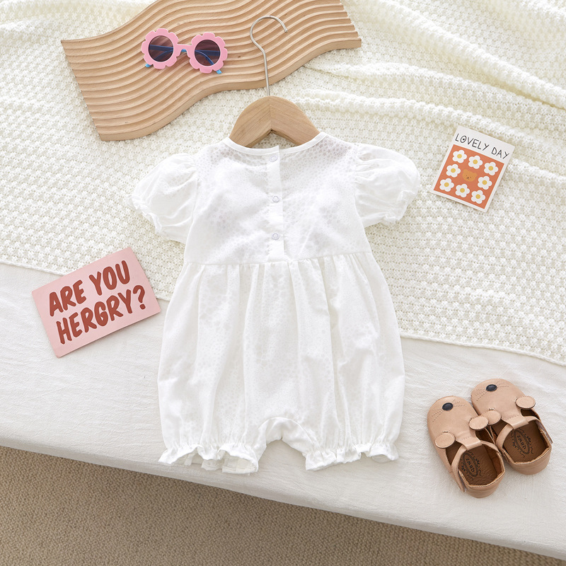 Baby Girl Sweet Floral Collar Ruffle Sleeve Romper