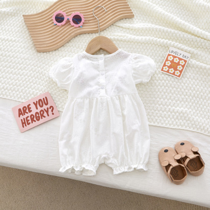 Baby Girl Sweet Floral Collar Ruffle Sleeve Romper
