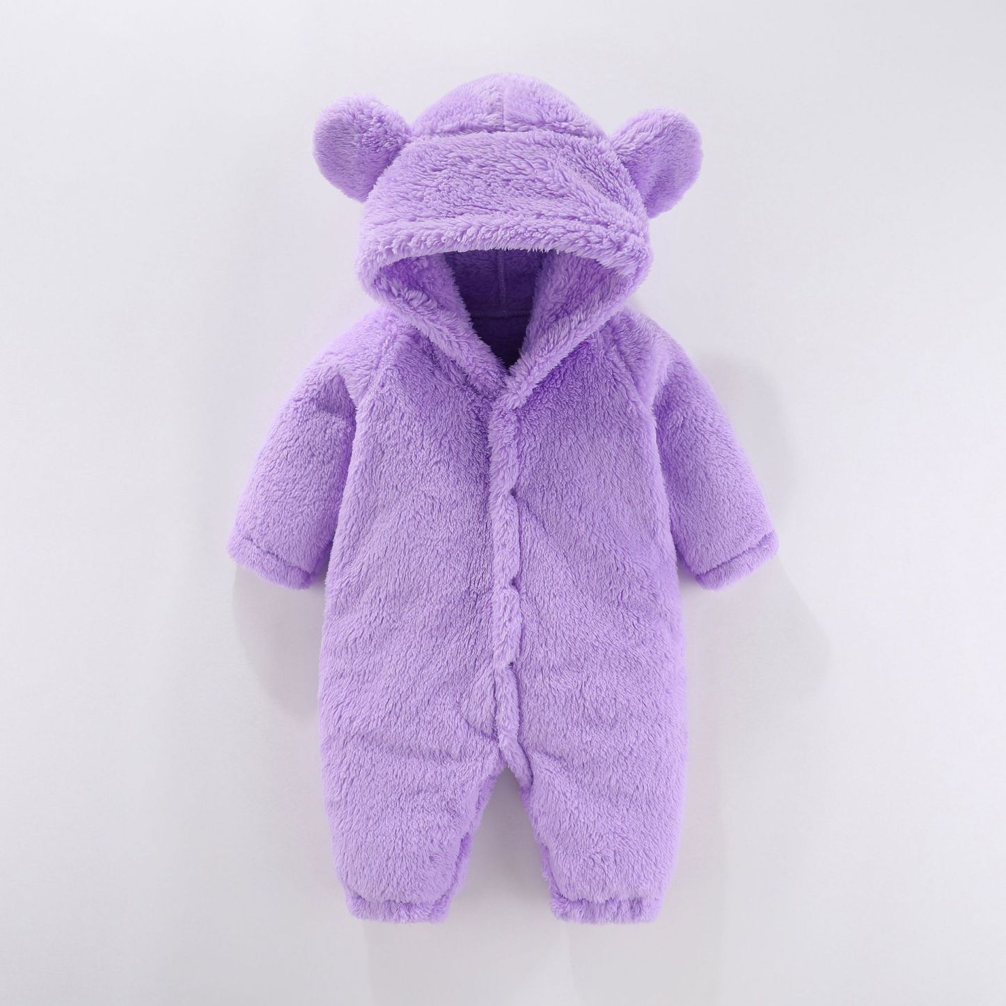 Baby Boy/Girl Bear 3D Ear Long Sleeve Fluff Hooded Romper-kissminis