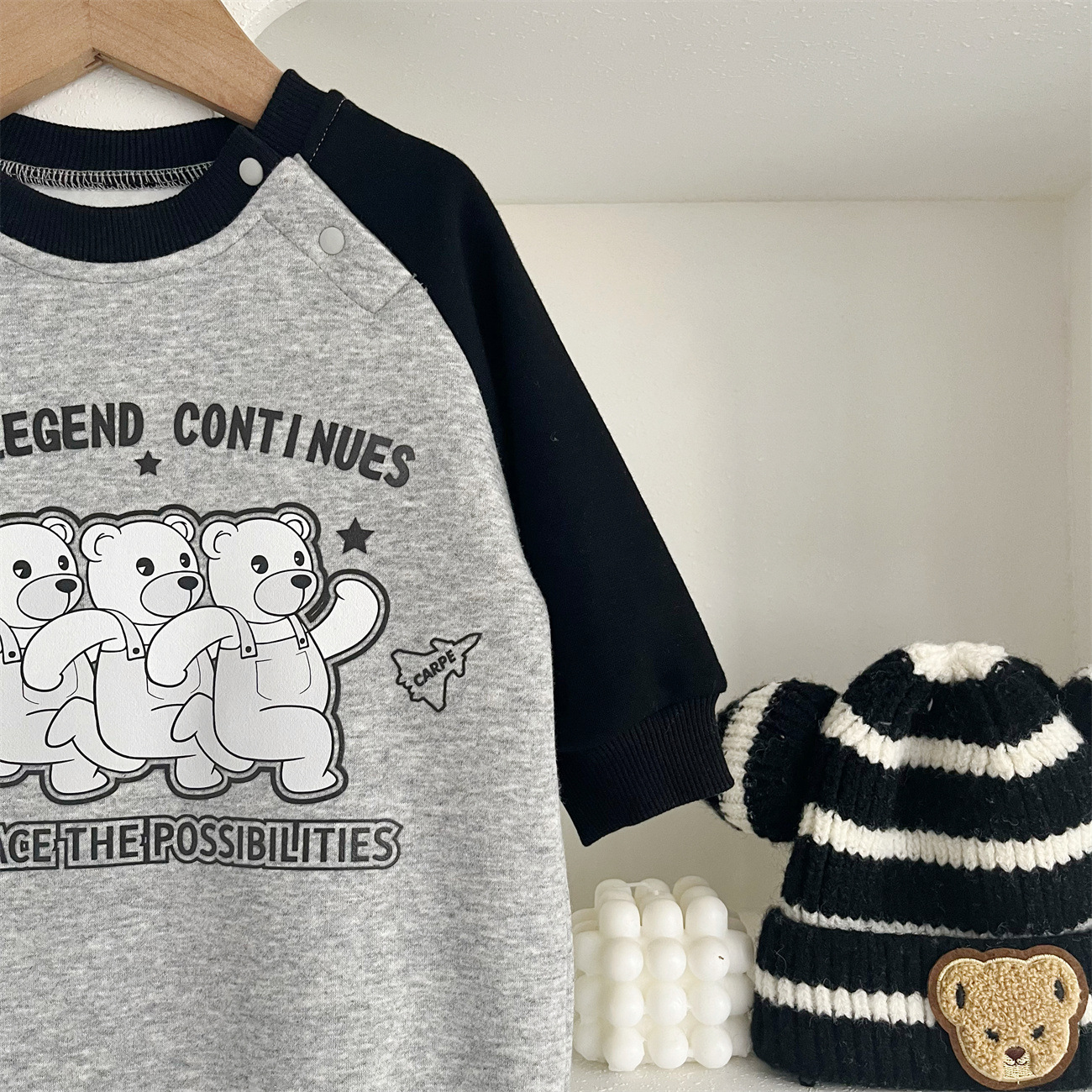 Baby Boy/Girl Three Cute Plush Bears Print Long Sleeve Romper-kissminis