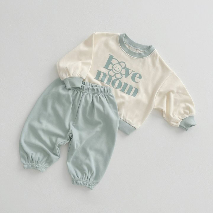 2pcs Baby Pure Cotton Letter Smiley Face Color Matching Sweatshirt and Pants Set-kissminis