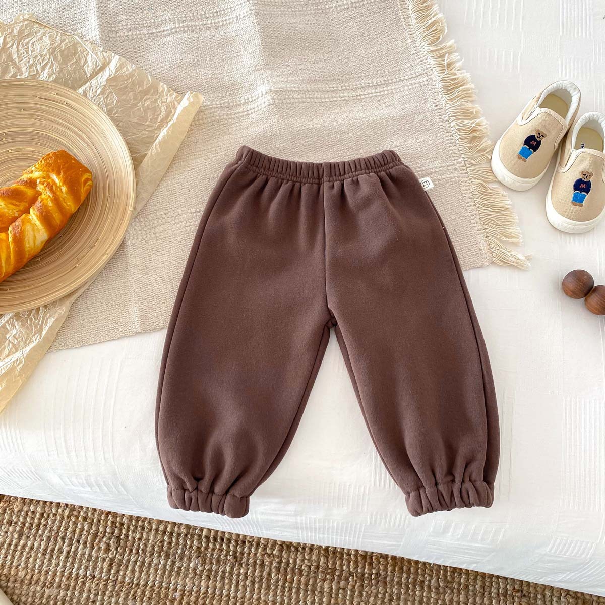 Toddler Boy/Girl Cute Bear Print Striped Long Sleeve Sweatshirt and Solid Color Pants-kissminis