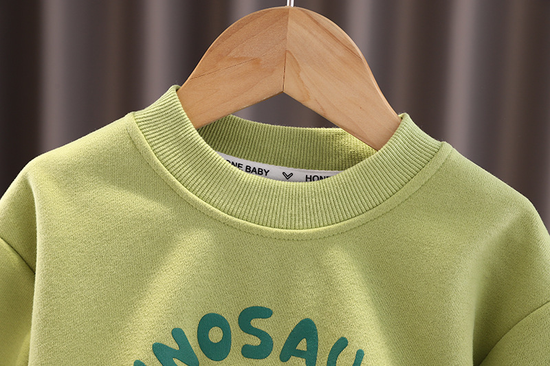 Toddler Boy Cute 3D Dinosaur Pattern Solid Color Two-Piece Set-kissminis