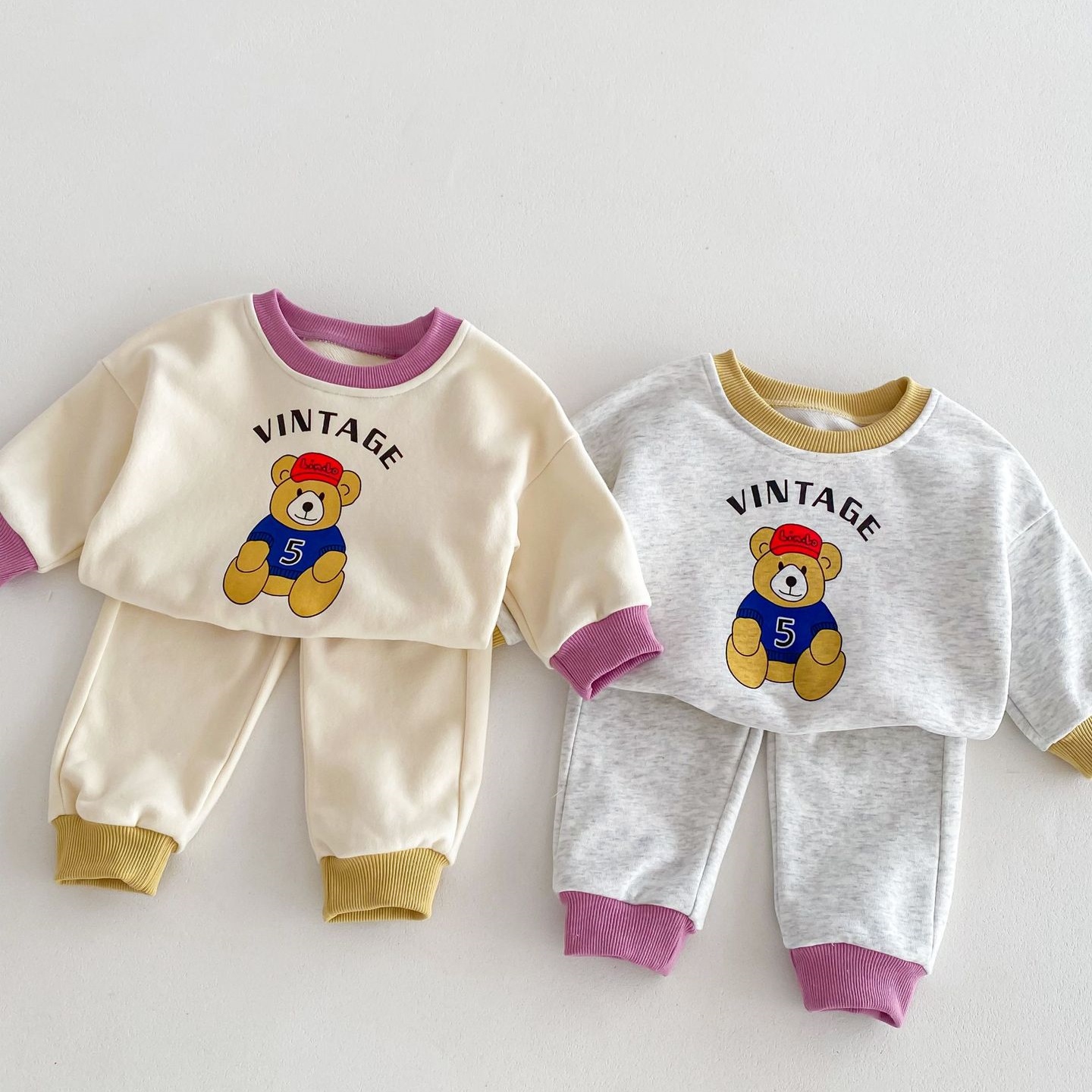 2pcs Baby Boy/Girl Bear Cartoon Sweatshirt and Pant Set-kissminis
