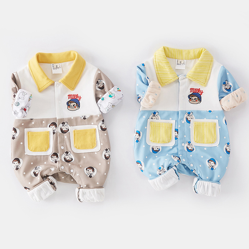 Baby Boy Cartoon Boy Graphic Long Sleeve Romper-kissminis