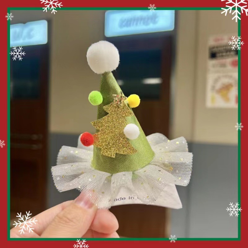 Baby Girl Cute Christmas Style Santa Hat Design Hair Clip-kissminis