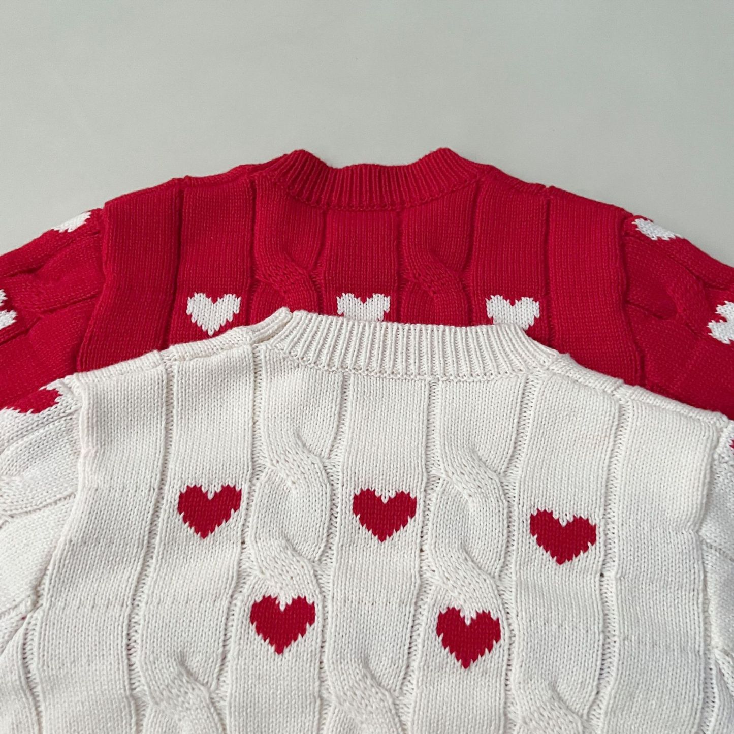 2pcs Baby Allover Heart Pattern Woolen Pullover Knit Sweater-kissminis