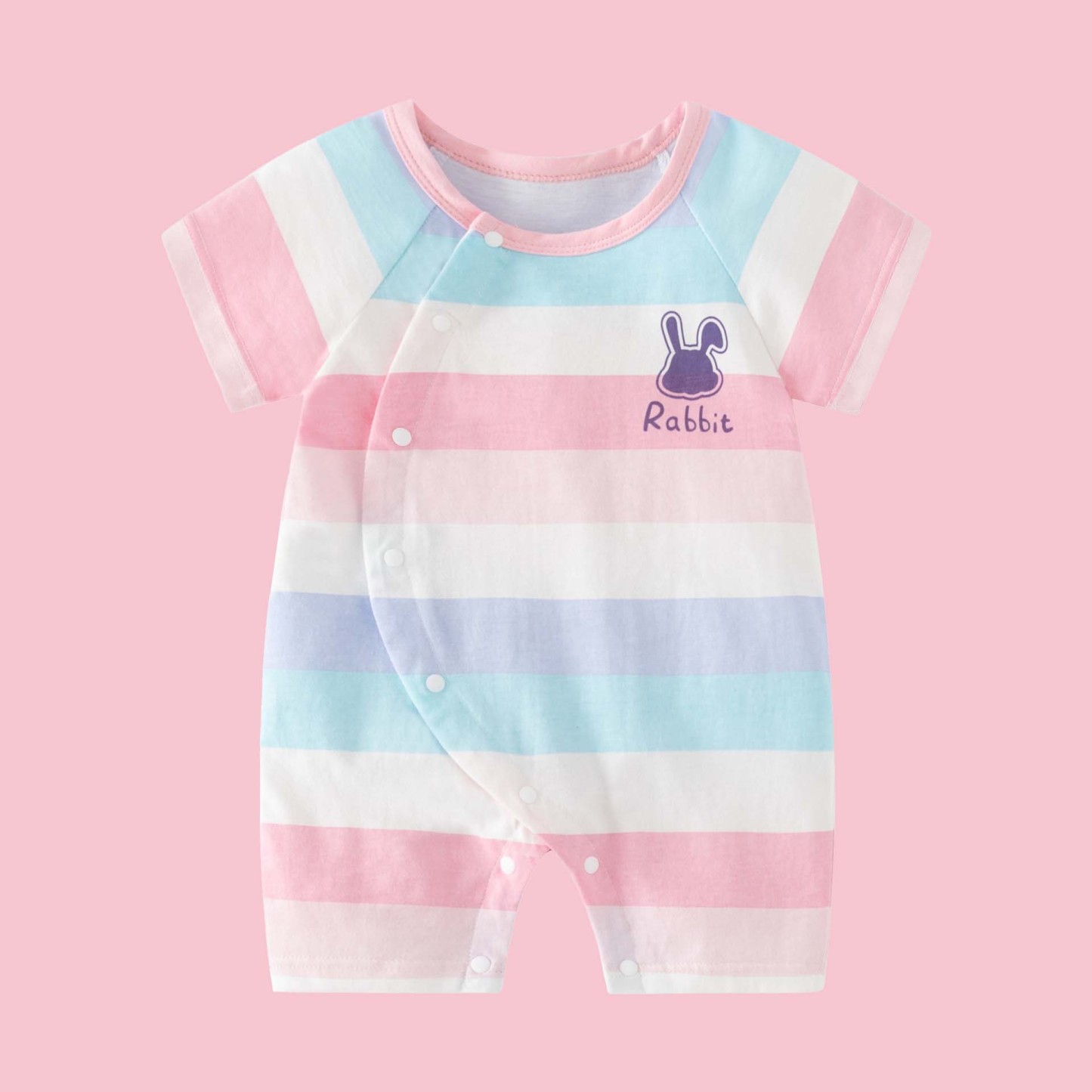 Baby Boy/Gril Pure Cotton Stripe Style Short Sleeve Romper-kissminis