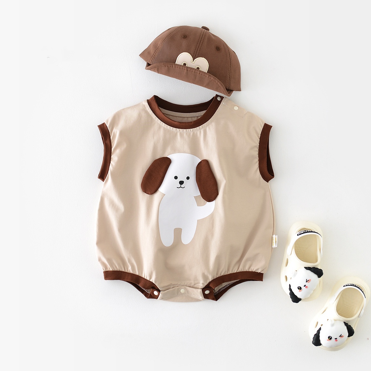 Baby Boy/Girl Puppy Cartoon Bodysuit-kissminis