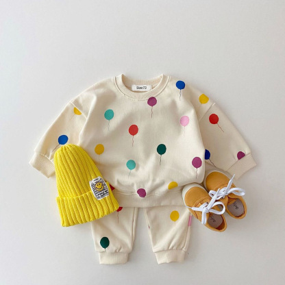 Toddler Boy/Girl Allover Colorful Ballo0n Print Pullover Sweatshirt Set