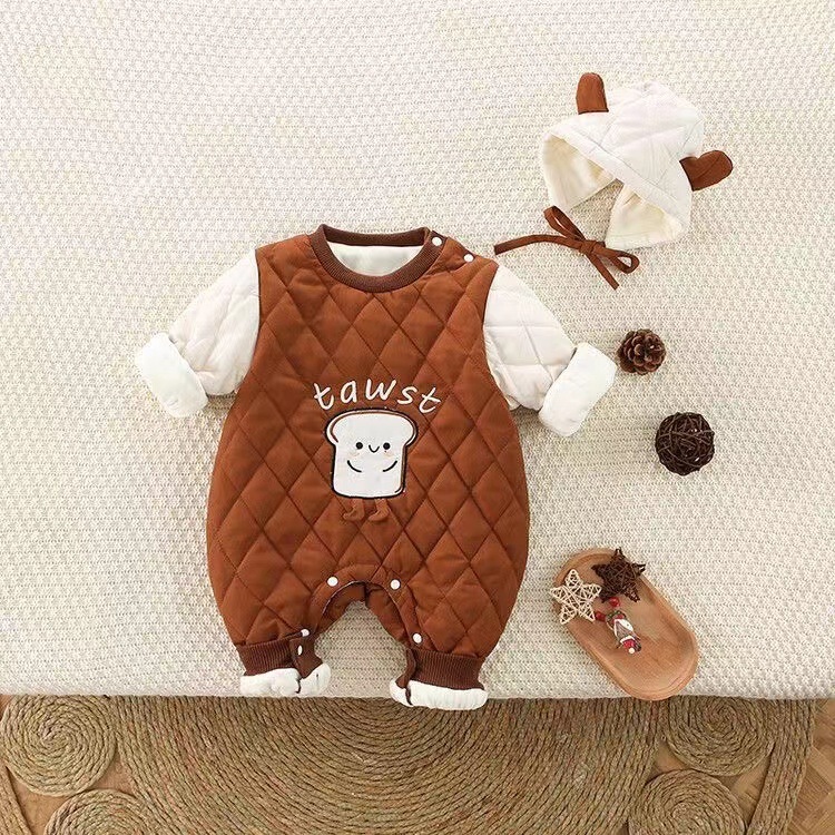 Newborn Baby Boy/Girl Cute And Super Cute"tawst" Design Soild Color Winter Long Sleeve Romper-kissminis
