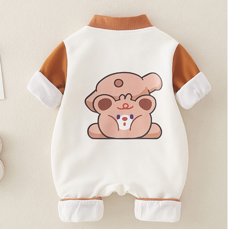 Baby Boy Embroidered Reading Bear Print Romper-kissminis