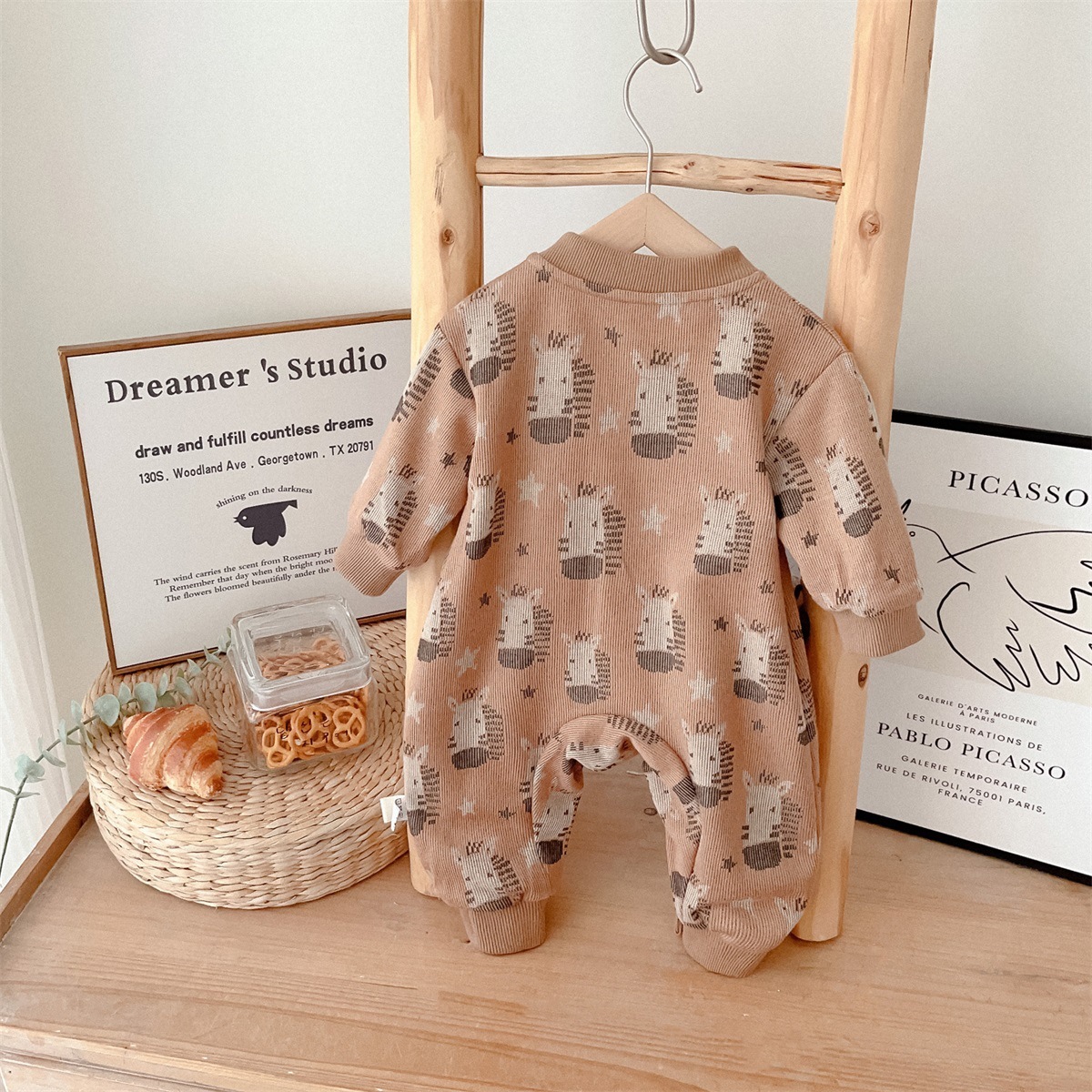 Zebra and Star Print Button-front Romper