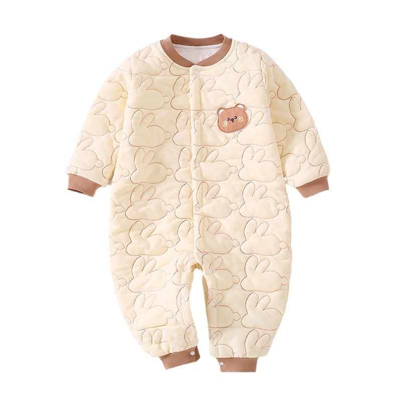 Newborn Baby Boy/Girl Bear Graphic Long Sleeve Romper-kissminis