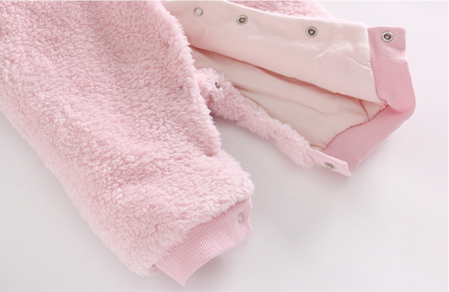 Baby Girl Cute Cartoon Rabbit Thicken Warmth Long Sleeve Romper-kissminis