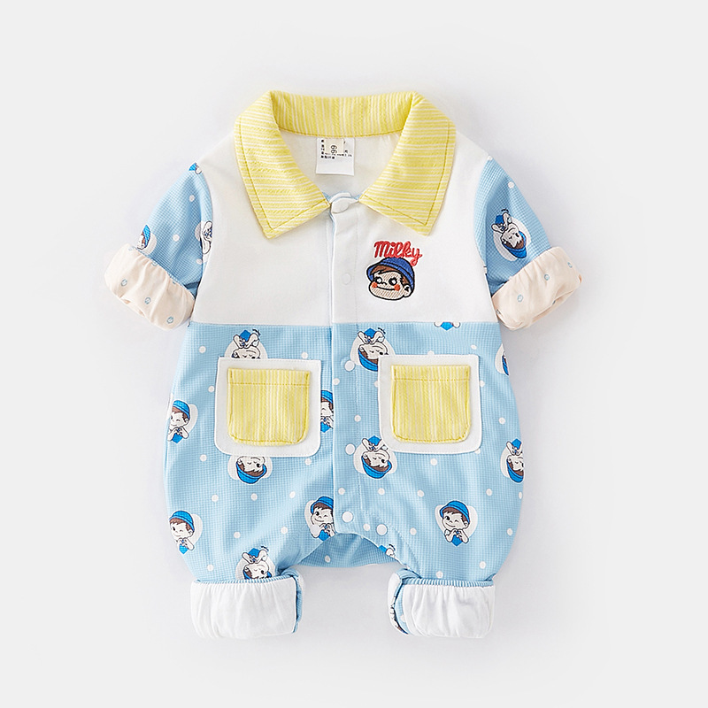 Baby Boy Cartoon Boy Graphic Long Sleeve Romper-kissminis