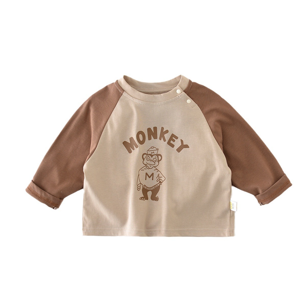 Monkey Design Trendy PatchworkSleeves T-Shirt-kissminis