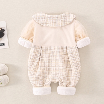Baby Girl Lace Bowknot Chanel Style Long Sleeve Romper-kissminis
