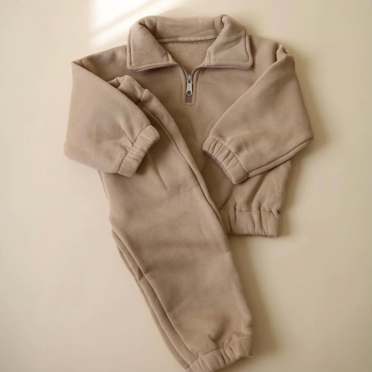 2pcs Baby Boy/Girl Fashion Figh -necked Semi -zipper Long Sleeves Sweatshirt and Pants Set-kissminis