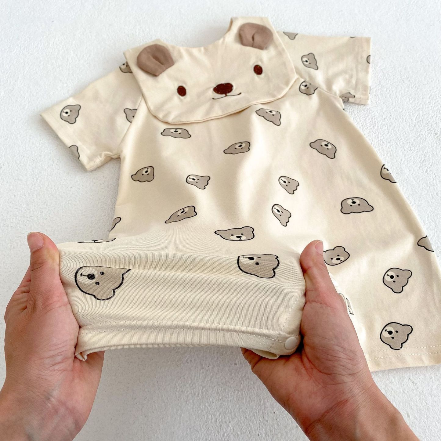 2pcs Baby Bear Romper with Removable Towel Set-kissminis