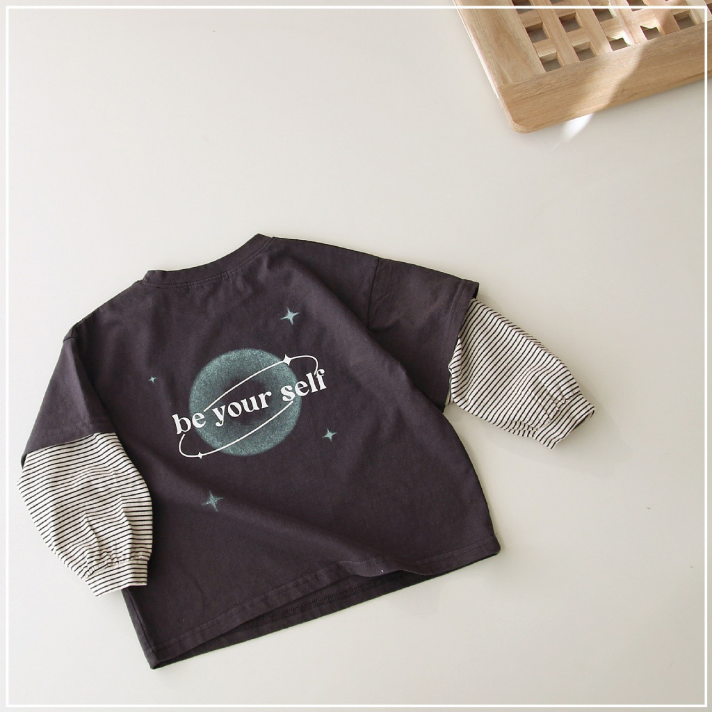 Toddler Boy/Girl Cosmic Pattern Fake Two Pieces T-Shirt-kissminis