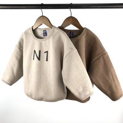 Toddler Boy/Girl Ins Style "N1" Print Solid Color Long Sleeves Sweatshirt-kissminis