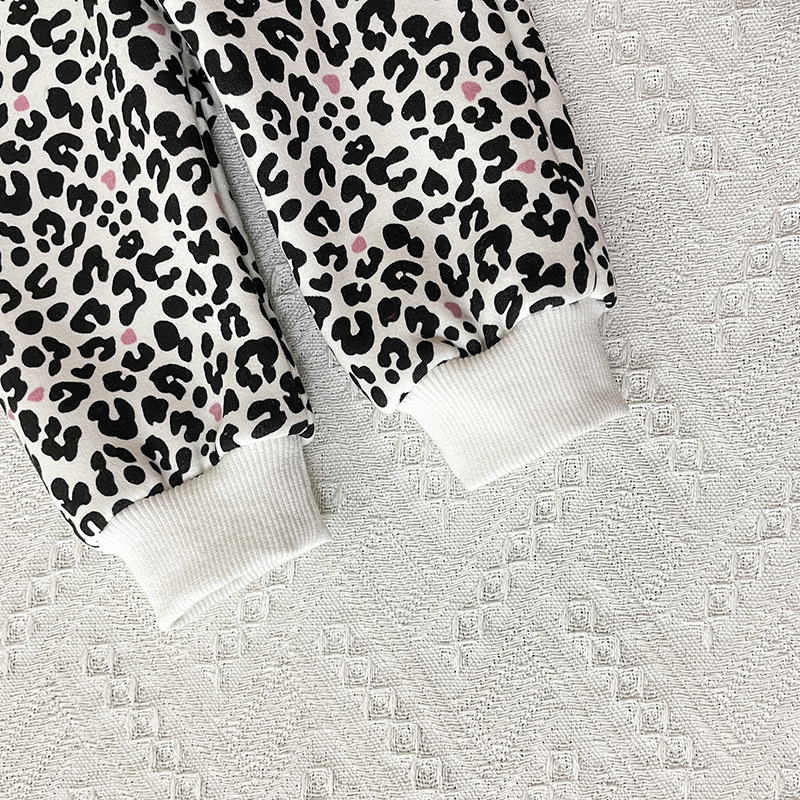 2pcs Baby Boy/Girl Winter Thicken Leopard Print Long Sleeve Sweatshirt with Pants Set-kissminis