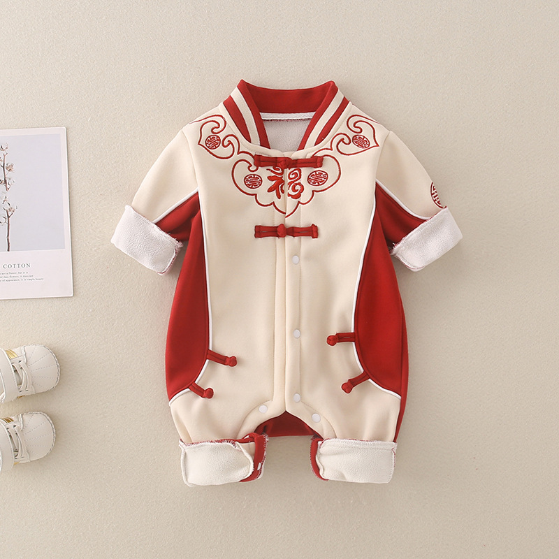 Baby Boy/Girl Famous Ethnic Style Thin Velvet Romper-kissminis