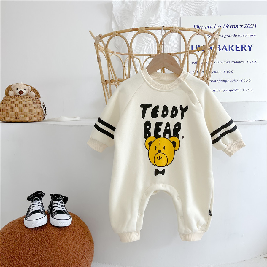 Baby Boy/Girl 95% Cotton Cute Teddy Bear Pattern Long Sleeve Romper-kissminis