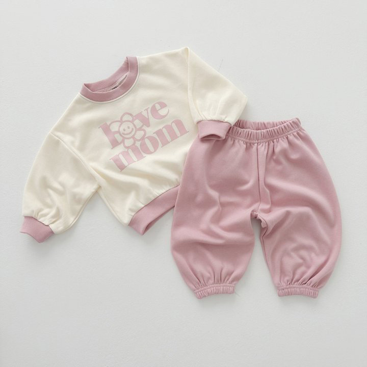 2pcs Baby Pure Cotton Letter Smiley Face Color Matching Sweatshirt and Pants Set-kissminis