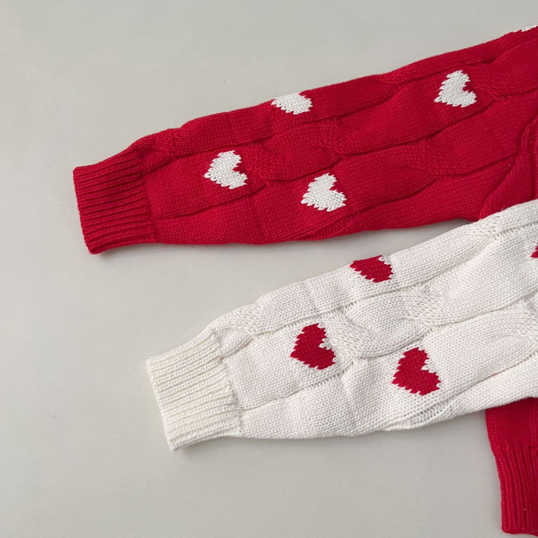 2pcs Baby Allover Heart Pattern Woolen Pullover Knit Sweater-kissminis