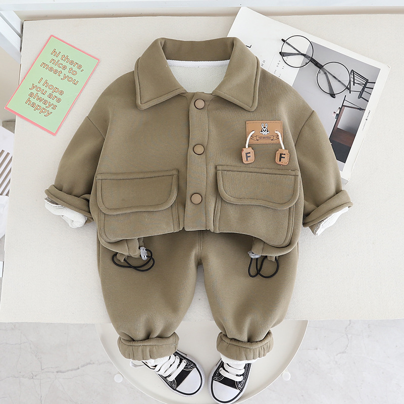 Baby Boy Little Rabbit Solid Color Two-Piece Set-kissminis